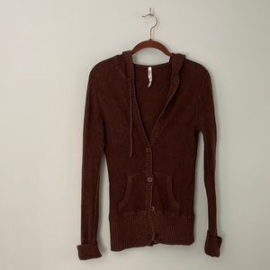 Aeropostale Size M Brown Hooded Cardigan Sweater
